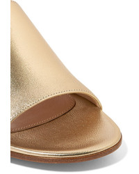 Sandales plates en cuir dorées Gianvito Rossi