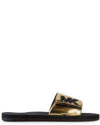 Sandales plates en cuir dorées MICHAEL Michael Kors
