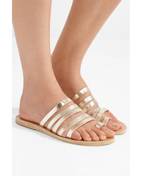 Sandales plates en cuir dorées Ancient Greek Sandals