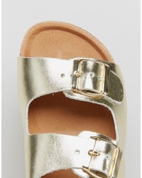 Sandales plates en cuir dorées KG by Kurt Geiger