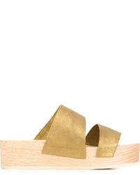 Sandales plates en cuir dorées Roberto Del Carlo