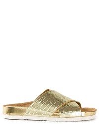 Sandales plates en cuir dorées Sam Edelman