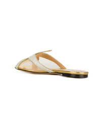 Sandales plates en cuir dorées Charlotte Olympia