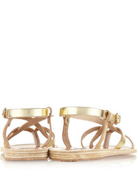 Sandales plates en cuir dorées Ancient Greek Sandals