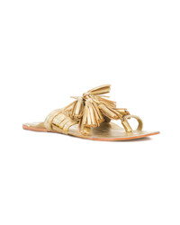 Sandales plates en cuir dorées Figue