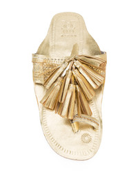 Sandales plates en cuir dorées Figue