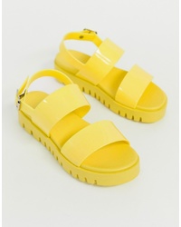 Sandales plates en cuir épaisses jaunes ASOS DESIGN