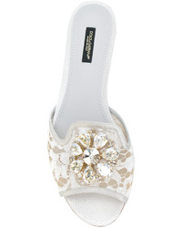 Sandales plates en cuir grises Dolce & Gabbana