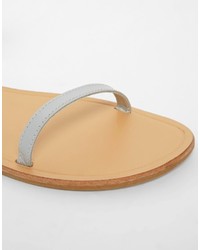 Sandales plates en cuir grises Asos