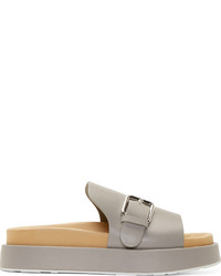 Sandales plates en cuir grises Jil Sander