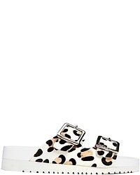 Sandales plates en cuir imprimées léopard blanches Senso