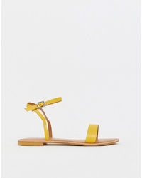 Sandales plates en cuir jaunes ASOS DESIGN