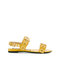 Sandales plates en cuir jaunes N°21