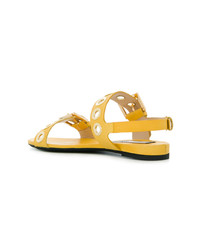 Sandales plates en cuir jaunes N°21