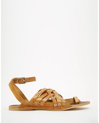 Sandales plates en cuir marron clair Free People