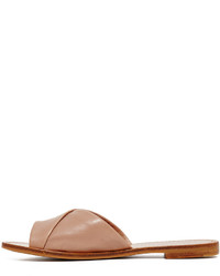 Sandales plates en cuir marron clair Diane von Furstenberg