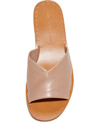 Sandales plates en cuir marron clair Diane von Furstenberg