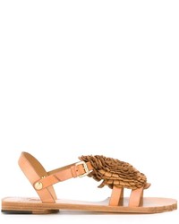 Sandales plates en cuir marron clair Vivienne Westwood
