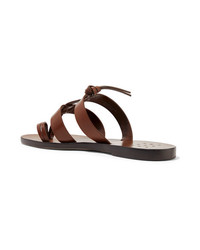 Sandales plates en cuir marron Trademark