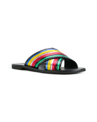 Sandales plates en cuir multicolores Tomas Maier