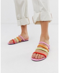 Sandales plates en cuir multicolores Monki