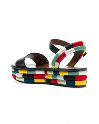 Sandales plates en cuir multicolores Tory Burch