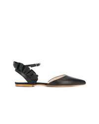 Sandales plates en cuir noires Anna Baiguera