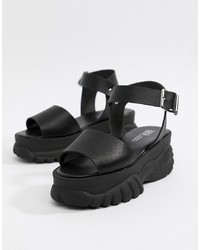 Sandales plates en cuir noires ASOS DESIGN