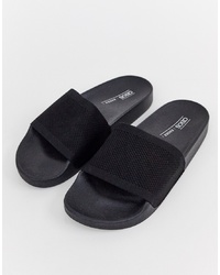 Sandales plates en cuir noires ASOS DESIGN