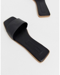 Sandales plates en cuir noires ASOS DESIGN