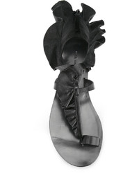 Sandales plates en cuir noires Isabel Marant