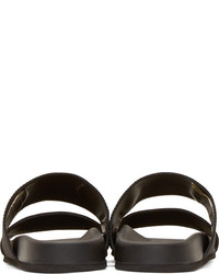 Sandales plates en cuir noires Helmut Lang
