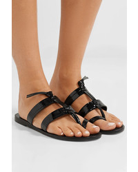 Sandales plates en cuir noires Trademark