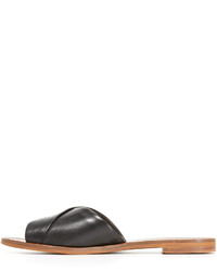 Sandales plates en cuir noires Diane von Furstenberg