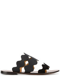 Sandales plates en cuir noires Chloé