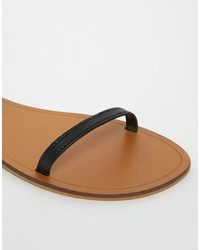 Sandales plates en cuir noires Asos