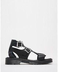 Sandales plates en cuir noires Asos