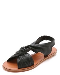 Sandales plates en cuir noires Derek Lam