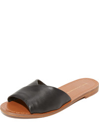 Sandales plates en cuir noires Diane von Furstenberg