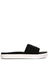 Sandales plates en cuir noires DKNY