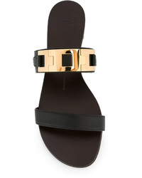 Sandales plates en cuir noires Giuseppe Zanotti Design