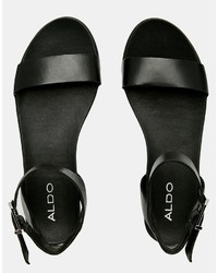 Sandales plates en cuir noires Aldo