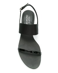 Sandales plates en cuir noires Studio Chofakian