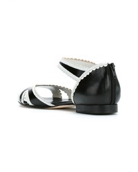 Sandales plates en cuir noires Sarah Chofakian