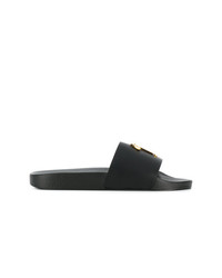 Sandales plates en cuir noires Giuseppe Zanotti Design