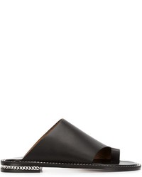 Sandales plates en cuir noires Givenchy
