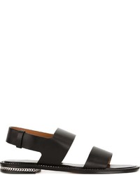 Sandales plates en cuir noires Givenchy
