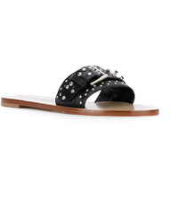 Sandales plates en cuir noires Alexander McQueen
