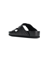 Sandales plates en cuir noires Suecomma Bonnie