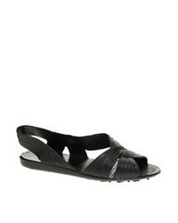 Sandales plates en cuir noires JuJu